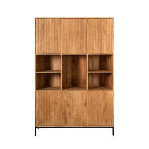 Shelf – Mango Wood, Slat Pattern, Metal Frame XL – Madison | Starfurn
