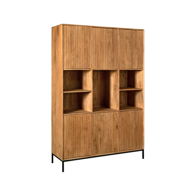 schrank – Mangoholz, Lattenmuster, Metallgestell XL – Madison | Starfurn