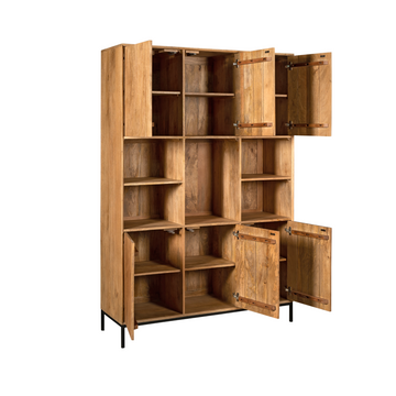 schrank – Mangoholz, Lattenmuster, Metallgestell XL – Madison | Starfurn