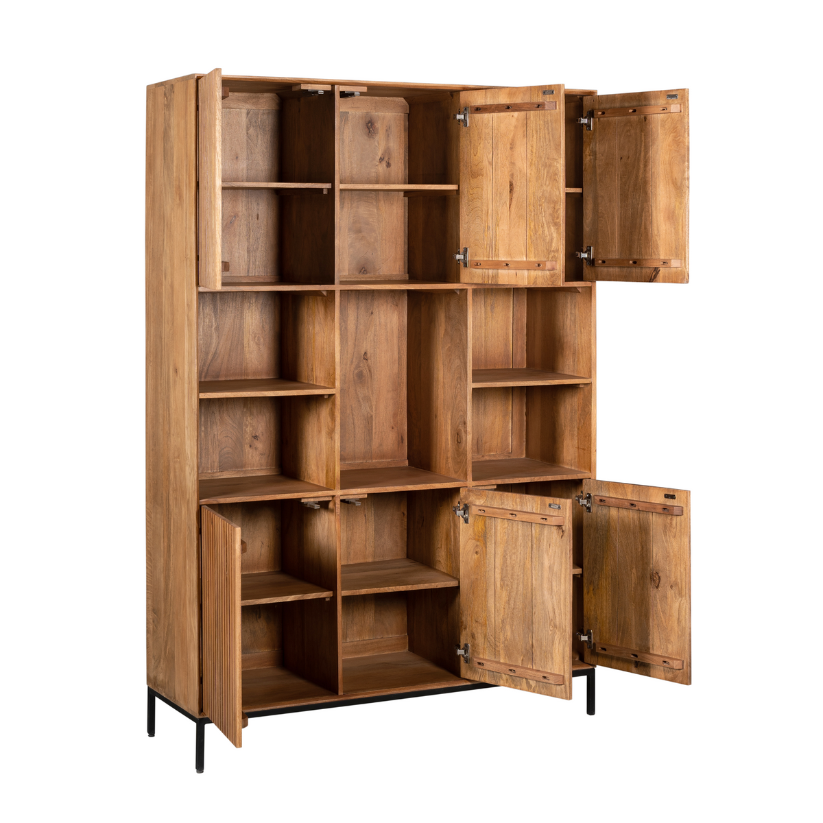 Shelf – Mango Wood, Slat Pattern, Metal Frame XL – Madison | Starfurn