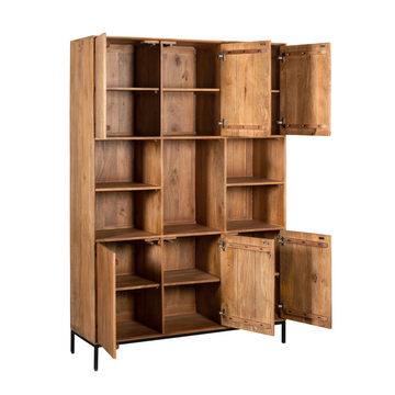 schrank – Mangoholz, Lattenmuster, Metallgestell XL – Madison | Starfurn