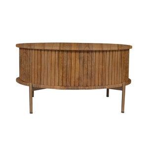 Coffee Table – Round Design, Mango Wood Tabletop, Metal Frame – Madison | Starfurn