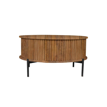 Couchtisch – Rundes Design, Mangoholz Tischplatte, Metallgestell – Madison | Starfurn