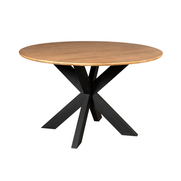 Dining Table - Mango Wood, Natural Color, Black Metal Legs - Madison | Starfurn