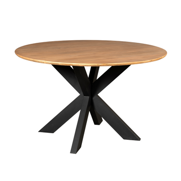 Dining Table – Mango Wood, Natural Color, Black Metal Frame – Madison | Starfurn