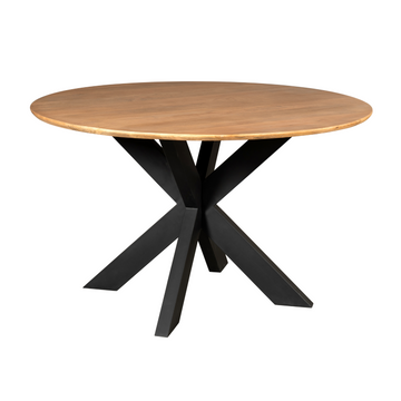 Dining Table – Mango Wood Material, Black Metal Frame, Round Design – Madison | Starfurn