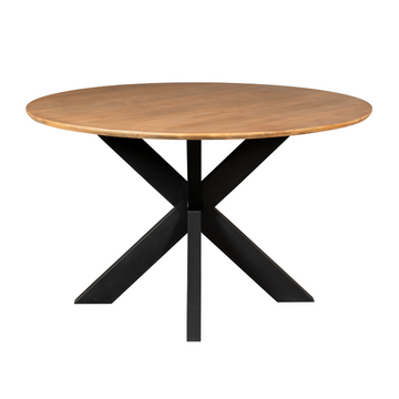 Dining Table – Mango Wood Material, Black Metal Frame, Round Design – Madison | Starfurn