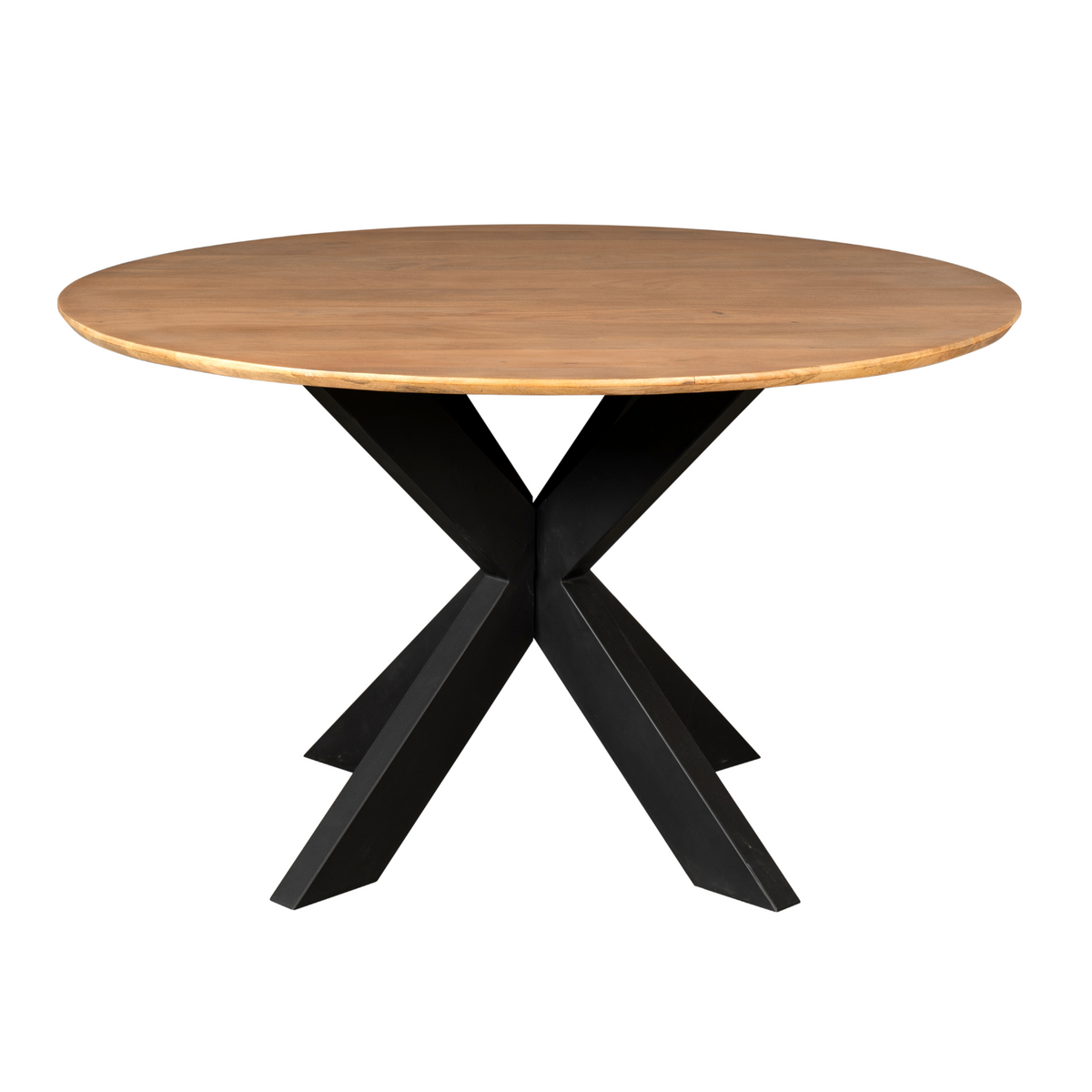Dining Table – Mango Wood Material, Black Metal Frame, Round Design – Madison | Starfurn