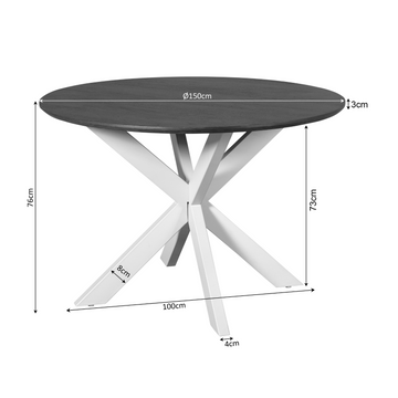 Dining Table – Mango Wood Material, Black Metal Frame, Round Design – Madison | Starfurn