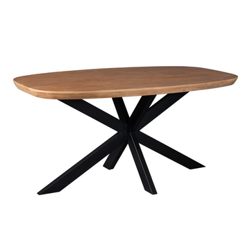 Dining Table – Mango Wood, Black Metal, Natural Look – Madison | Starfurn