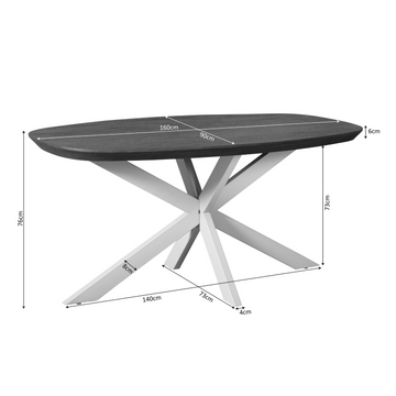 Dining Table – Mango Wood, Black Metal, Natural Look – Madison | Starfurn