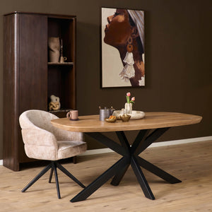 Dining Table – Mango Wood, Black Metal, Natural Look – Madison | Starfurn