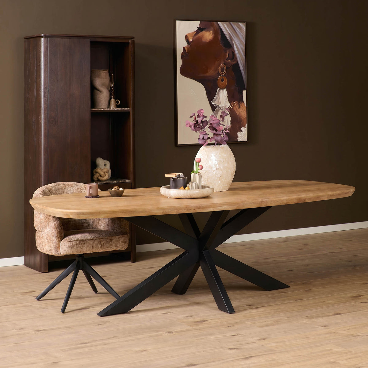 Dining Table – Danish Oval Design, Natural Color, Mango Wood – Madison | Starfurn