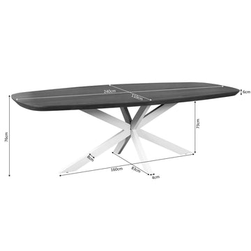 Esszimmertisch  - Ovale Form, Naturfarbenes Mangoholz, Schwarzes Metallgestell, 240 cm – Madison | Starfurn