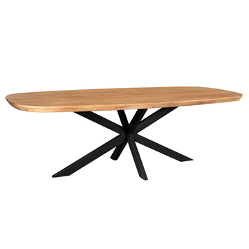 Esszimmertisch  - Ovale Form, Naturfarbenes Mangoholz, Schwarzes Metallgestell, 240 cm – Madison | Starfurn
