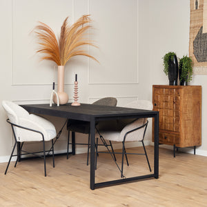 Dining Table – Rectangular Shape, Mango Wood, Black Finish – Boaz | Starfurn