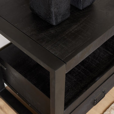 TV Unit – Mango Wood, Three Drawers, Open Compartment – Boaz | Starfurn