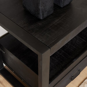 TV-Möbel - Mangoholz Schwarz, Drei Schubladen, Offenes Fach, 150 cm – Boaz | Starfurn