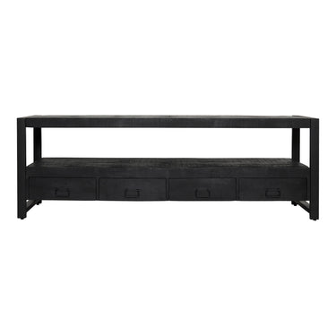 TV-Möbel - Mangoholz Schwarz, Vier Schubladen, Offenes Fach, 180 cm – Boaz | Starfurn