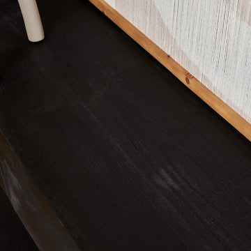 Beistelltisch - Mangoholz Schwarz, Zwei Schubladen, Schwarzes Gestell, 120 cm – Boaz | Starfurn