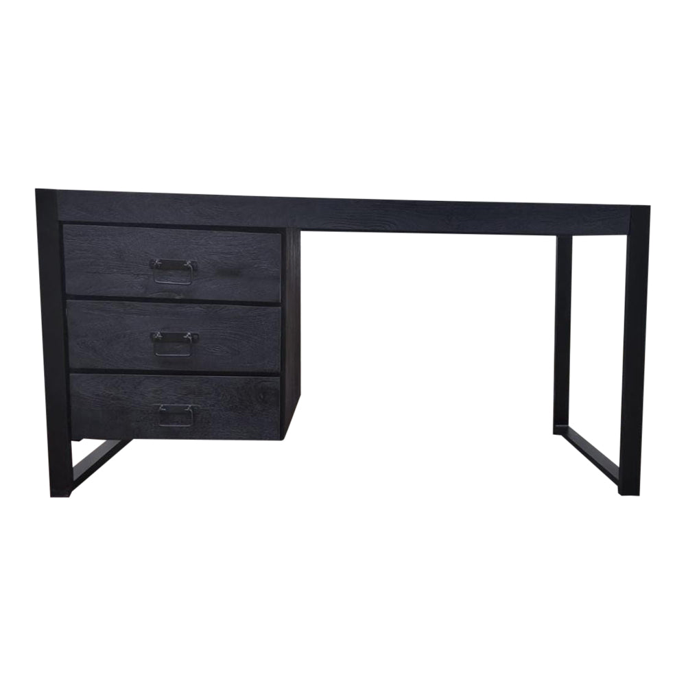 Desk – Mango Wood, Three Drawers, Metal Frame – Boaz | Starfurn