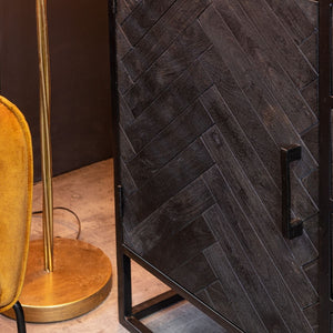 Sideboard - Mangoholz Schwarz, Fischgrätmuster, Vier Schubladen, 165 cm – New York | Starfurn