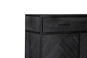 Aufbewahrungsschrank – Massiv Mangoholz, Schwarze Lackierung, Schwarzes Metallgestell - New York | Starfurn
