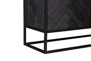 Aufbewahrungsschrank – Massiv Mangoholz, Schwarze Lackierung, Schwarzes Metallgestell - New York | Starfurn