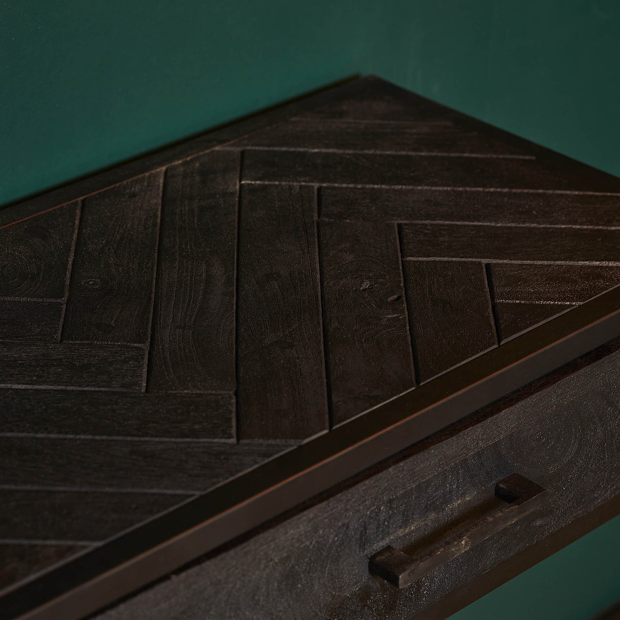Beistelltisch - Mangoholz Schwarz, Zwei Schubladen, Metallgestell, 120 cm – New York | Starfurn