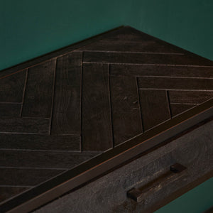 Beistelltisch - Mangoholz Schwarz, Zwei Schubladen, Metallgestell, 120 cm – New York | Starfurn