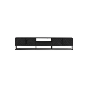 TV Unit – Herringbone Pattern, Sandblasted Mango Wood, Metal Frame – New York | Starfurn
