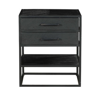Side Table – Mango Wood, Black Metal Frame, Herringbone Top – New York | Starfurn