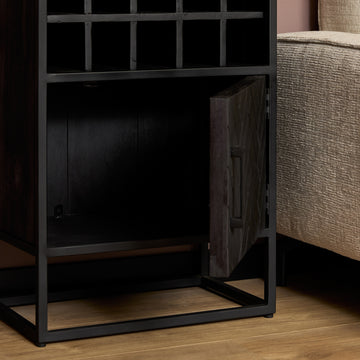 Weinschrank - Mangoholz Schwarz, Fischgrätmuster, 15 Fächer, 55 cm – New York | Starfurn