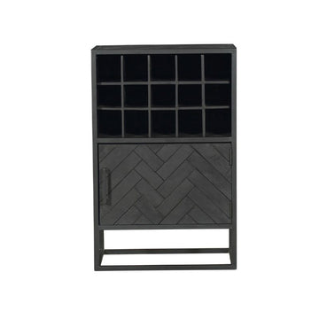 Weinschrank - Mangoholz Schwarz, Fischgrätmuster, 15 Fächer, 55 cm – New York | Starfurn