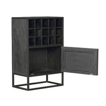 Weinschrank - Mangoholz Schwarz, Fischgrätmuster, 15 Fächer, 55 cm – New York | Starfurn