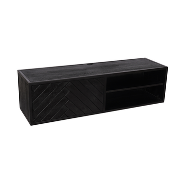TV-Möbel - Mangoholz Schwarz, Fischgrätmuster, Zwei Fächer, 120 cm – New York | Starfurn