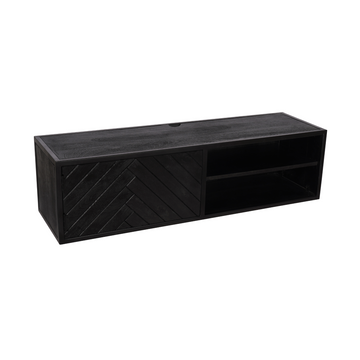 TV-Möbel - Mangoholz Schwarz, Fischgrätmuster, Zwei Fächer, 120 cm – New York | Starfurn