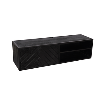 TV-Möbel - Mangoholz Schwarz, Fischgrätmuster, Zwei Fächer, 120 cm – New York | Starfurn