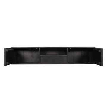 TV-Möbel - Mangoholz Schwarz, Fischgrätmuster, Offenes Fach, 160 cm – New York | Starfurn
