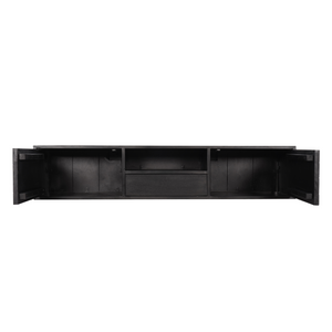 TV-Möbel - Mangoholz Schwarz, Fischgrätmuster, Offenes Fach, 160 cm – New York | Starfurn