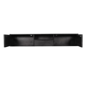 TV-Möbel - Mangoholz Schwarz, Fischgrätmuster, Offenes Fach, 180 cm – New York | Starfurn