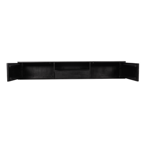 Floating TV Unit - Mango Wood, Sandblasted Look, Herringbone Pattern - New York | Starfurn