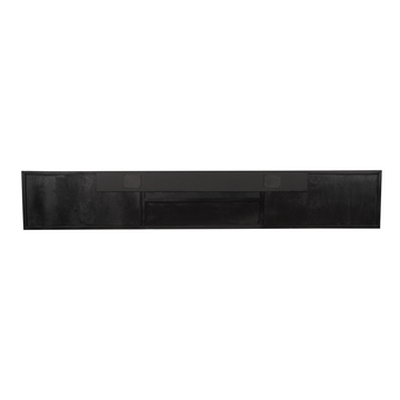 Floating TV Unit - Sandblasted Mango Wood, Herringbone Front, Open Compartment - New York | Starfurn