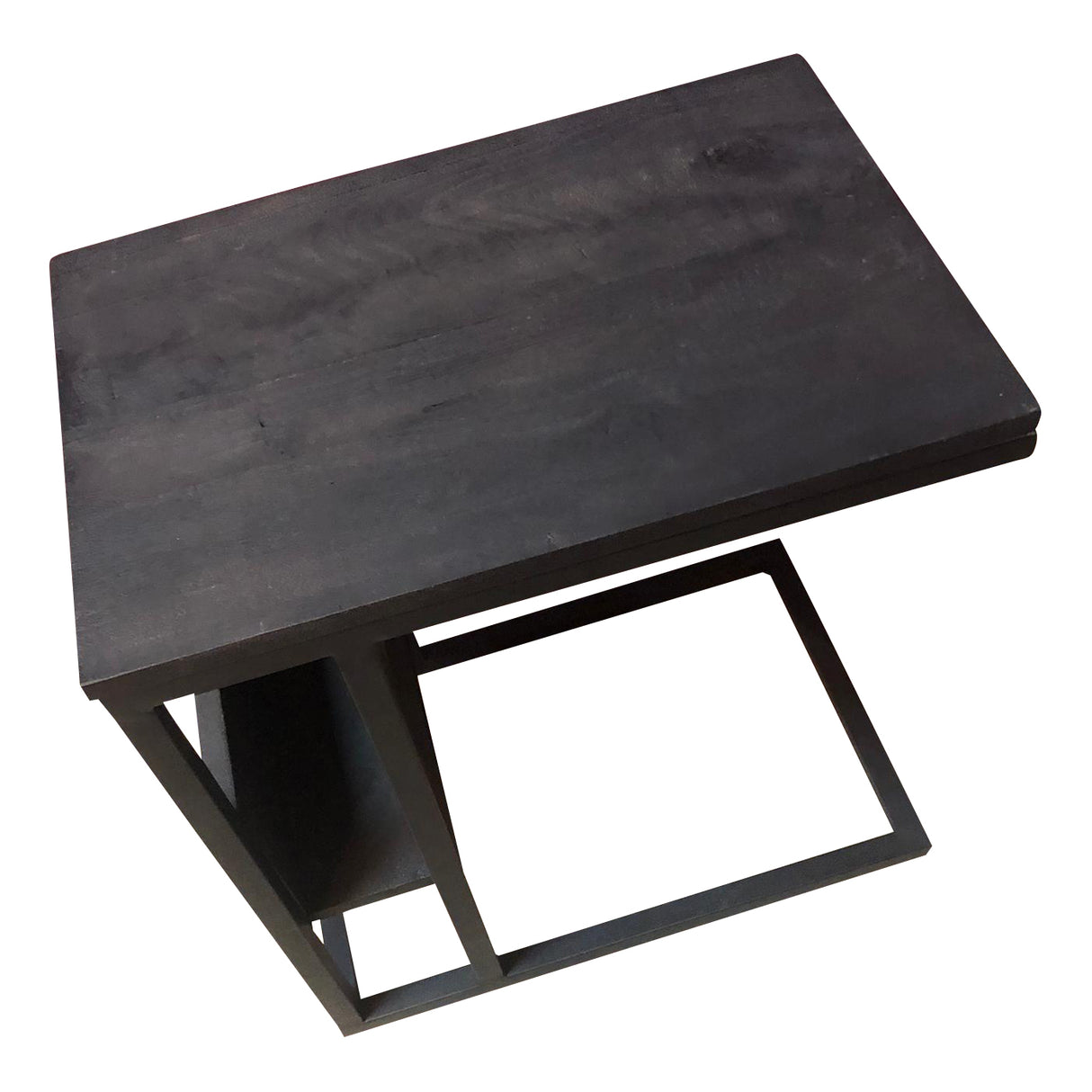 Beistelltisch - Schwarzes Mangoholz, Sandgestrahlt, Metallrahmen, 53 cm | Starfurn