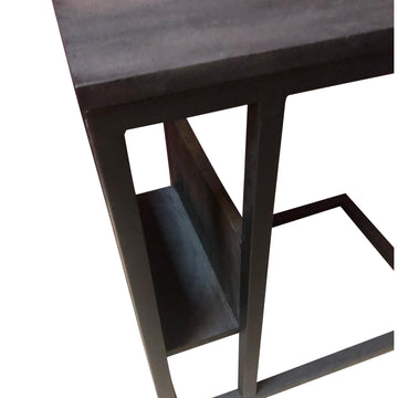 Beistelltisch - Schwarzes Mangoholz, Sandgestrahlt, Metallrahmen, 53 cm | Starfurn
