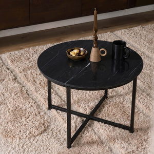 Coffee Table – Black Marble Top, Square Metal Frame, Modern Design – Collin | Starfurn