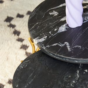 Couchtisch – Schwarze Marmor, Gold Metall, Rundes Nesting – Caly | Starfurn