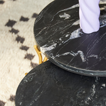 Couchtisch – Schwarze Marmor, Gold Metall, Rundes Nesting – Caly | Starfurn