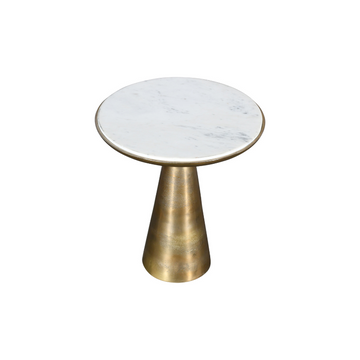 Beistelltisch – Weiß Marmor, Gold Metall, Runde Form, 45 cm – Essy | Starfurn