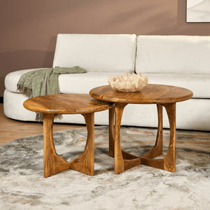 Coffee Table – Round Design, Natural Color, Mango Wood – Milou | Starfurn